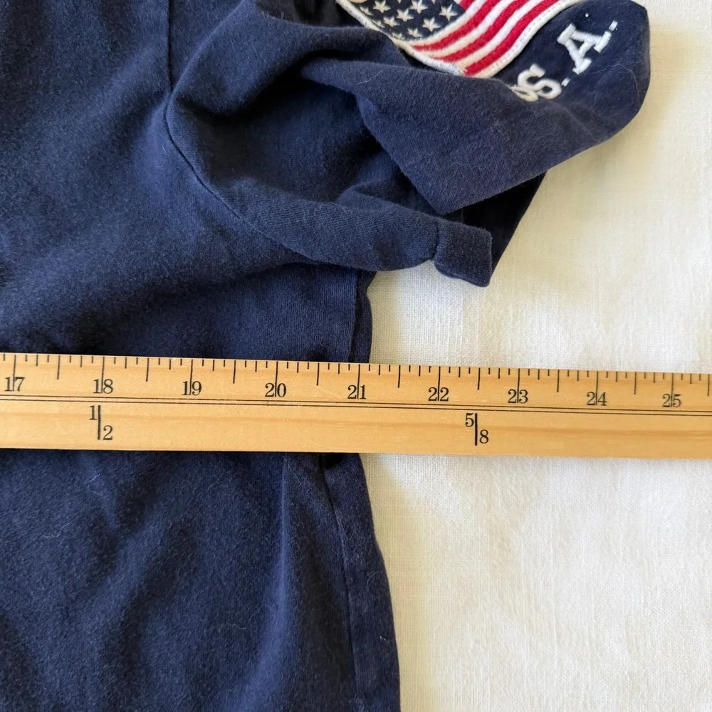 Polo Ralph Lauren Mens Navy Blue USA Flag Patch Graphic T-Shirt Preppy - Large‎